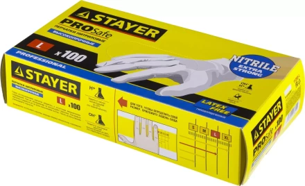 Перчатки STAYER &quot;PROFI&quot; нитриловые экстратонкие, L, 100шт 11203-L купить в Перми