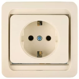 Розетка СВЕТОЗАР "ГАММА" одинарная, с заземлением, цвет бежевый, 16А/~250В SV-54105-B