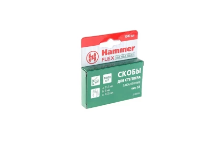 Скобы для степлера HAMMER 215-013 8мм, тип 53, 1000 шт. купить в Перми