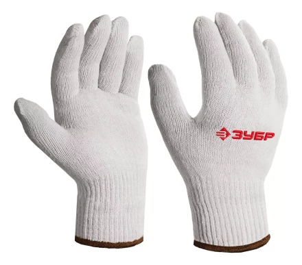 ЗУБР ОПТИМА, L-XL, х/б перчатки без покрытия, 10 класс (11445-XL) купить в Перми