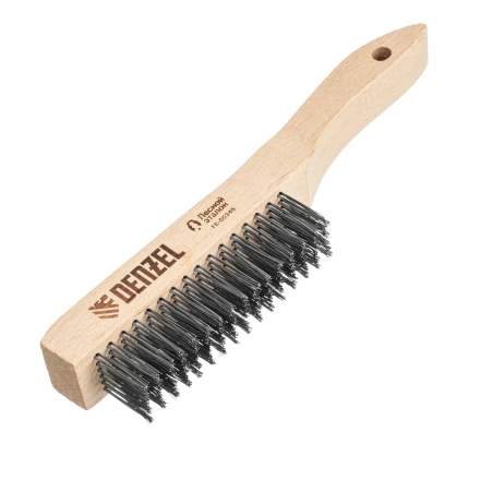 Щетка зачистная 6-и рядная, прямая проволока из нержавеющей стали с деревянной ручкой, EFP// Denzel 74846 купить в Перми