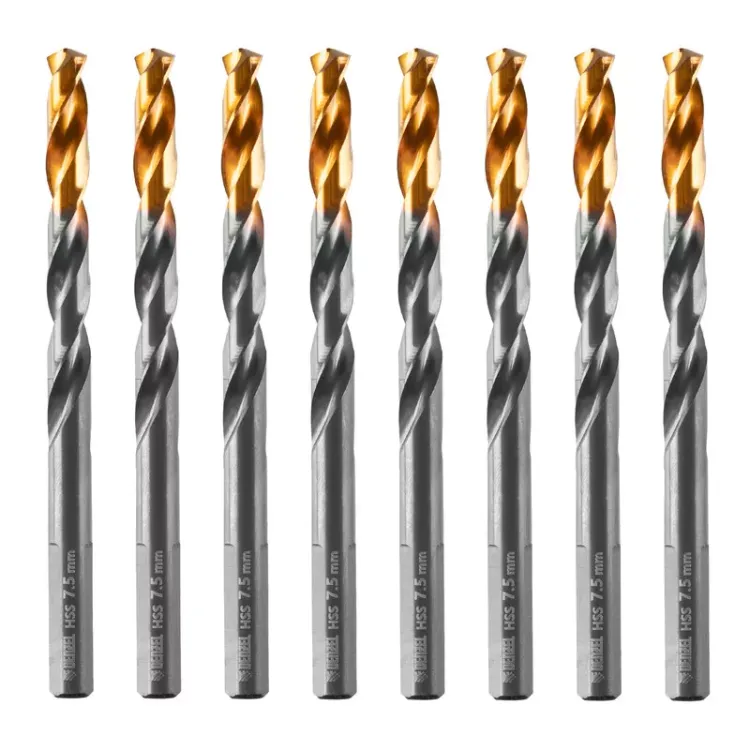 Сверло по металлу, 7,5 мм, HSS-Tin, Golden Tip, 8 шт. Denzel 717218 купить в Перми