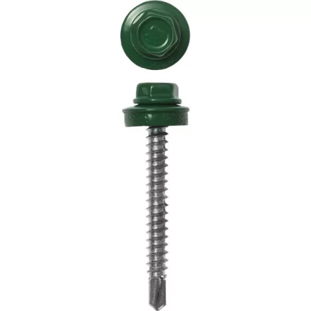 Саморезы ЗУБР &quot;ПРОФЕССИОНАЛ&quot; окраш., RAL 6002 зелен. лист, для крепл. кров. матер. к дерев. обреш., 4.8x35мм, 380шт 4-300315-48-035-6002 купить в Перми