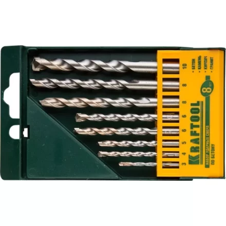 Набор KRAFTOOL Сверла &quot;INDUSTRIE QUALITAT&quot; по бетону ударные, самоцентр. наконечник, цилиндр. хвостовик, в боксе, 8шт 29165-H8 купить в Перми