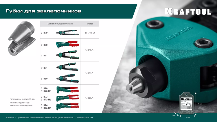 Губки для заклепочников KRAFTOOL 31180-SJ купить в Перми