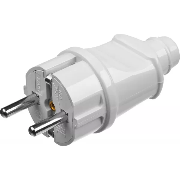 Вилка MAXElectro электрическая, 16А/220В, с заземлением, белая, STAYER 55160-W купить в Перми