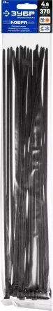 Кабельные стяжки черные КОБРА, с плоским замком, 4.6 х 370 мм, 25 шт, нейлоновые, ЗУБР 30935-46-370 купить в Перми