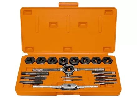 Набор метчиков и плашек М3 - М12 плашко-метчикодержатель 20 предметов в пластиковом боксе SPARTA 773105 купить в Перми