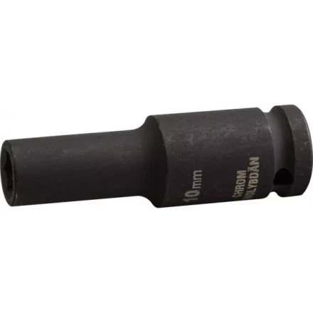 Торцовая головка KRAFTOOL &quot;INDUSTRIE QUALITAT&quot; ударная, удлиненная (1/2&quot;), FLANK, Cr-Mo, фосфатированная, 10 мм 27942-10_z01 купить в Перми