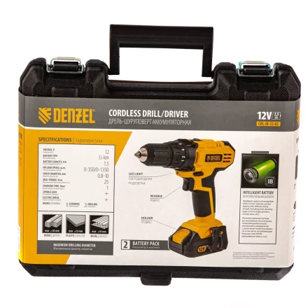 Дрель-шуруповерт аккумуляторная CDL-IB-12-02 Denzel 26111 купить в Перми