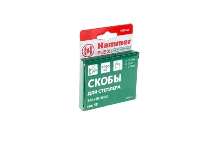 Скобы для степлера HAMMER 215-014  10мм, тип 53, 1000 шт. купить в Перми