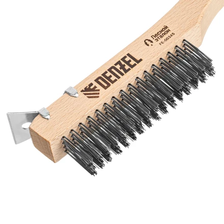 Щетка зачистная 4-х рядная, проволока из нержавеющей стали с деревянной ручкой скребок, EFP// Denzel 74847 купить в Перми