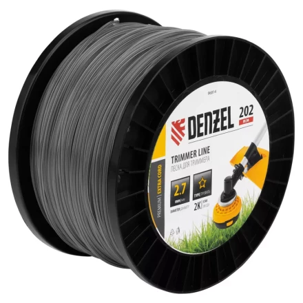 Леска для триммера двухкомпонентная звезда, 2,7мм х 202м, на DIN катушке EXTRA CORD// Denzel 96814 купить в Перми