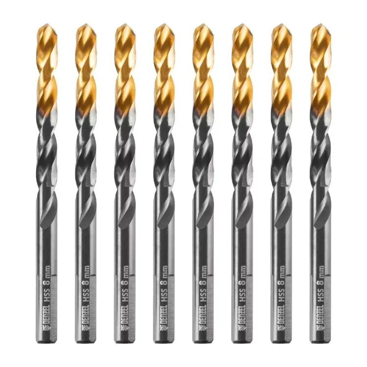 Сверло по металлу, 8 мм, HSS-Tin, Golden Tip, 8 шт. Denzel 717219 купить в Перми