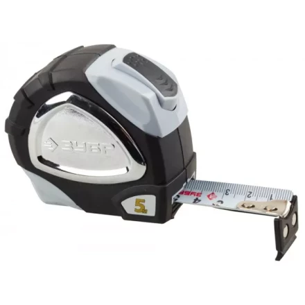 Рулетка ЗУБР &quot;ЭКСПЕРТ&quot; &quot;ПРЕМИУМ&quot;, двухкомпонентный корпус, автостоп, полотно с нейлоновым напылением, 5 м / 25 мм 34050-05-25_z01 купить в Перми