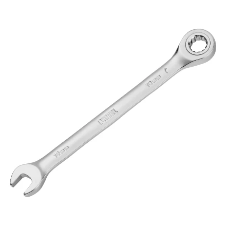 Ключ комбинированный трещоточный, 10 мм, CrV, матовый хром// Denzel 14704 купить в Перми