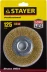 STAYER "PROFESSIONAL". Щетка дисковая для УШМ, витая стальная латунированная проволока 0,3мм, 125ммх22мм 35122-125 купить в Перми