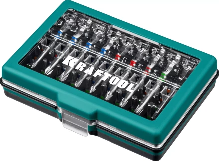 Набор бит и адаптеров KRAFTOOL C-Drive многофункциональный, Cr-Mo сталь, в ударопрочном компактном боксе. Цветная маркировка типов шлицов 26067-H71 купить в Перми