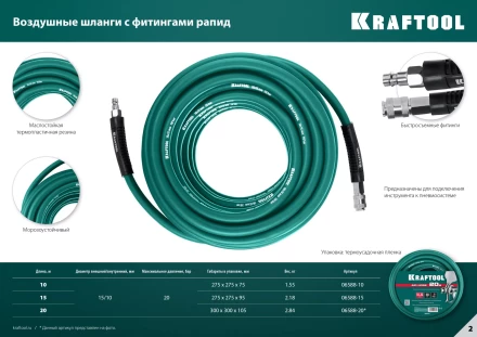 Воздушный шланг KRAFTOOL с фитингами рапид 10х15 мм 06588-15 купить в Перми