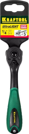 Трещотка для торцовых головок KRAFTOOL &quot;EXPERT&quot;, Сr-V сталь, 72 зубца, пластиковое покрытие, 1/4&quot; 27796-1/4_z02 купить в Перми