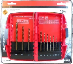 Набор сверл д/мет.Р6М5  10шт.(1-10мм) 6/6/36 25210