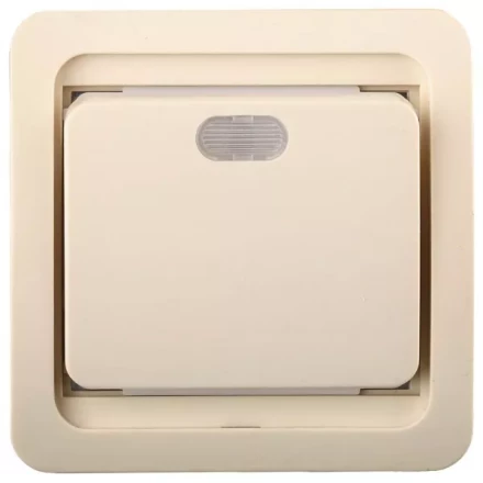 Выключатель СВЕТОЗАР &quot;ГАММА&quot; одноклавишный, с подсветкой, цвет бежевый, 10А/~250В SV-54131-B купить в Перми