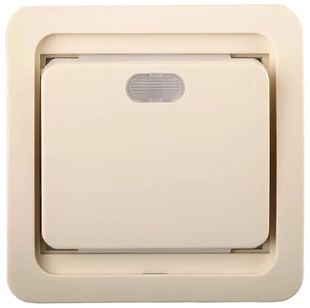 Выключатель СВЕТОЗАР &quot;ГАММА&quot; одноклавишный, с подсветкой, цвет бежевый, 10А/~250В SV-54131-B купить в Перми