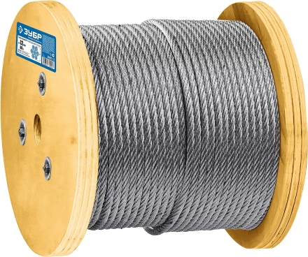 ЗУБР DIN 3066, свивка 6 х 37 + IWR, 12 мм, L 50 м, грузоподъемный стальной трос, Профессионал (30417-12) купить в Перми