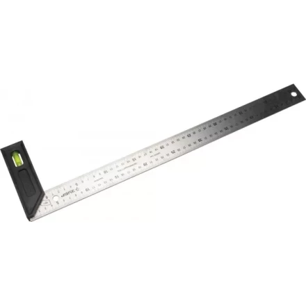 Угольник &quot;ЭКСПЕРТ&quot; разметочный, усиленный, встроенный уровень, гравирован шкала, нерж полотно 37мм, толщина 2мм, 500мм 34397-50 купить в Перми