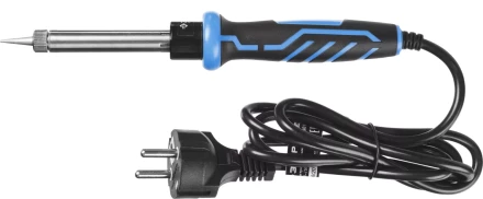 Паяльник ЗУБР &quot;ПРОФЕССИОНАЛ&quot; с двухкомпонентной рукояткой и защитным колпачком в наборе с припоем и подставкой, 60Вт, конус 55402-60_z01 купить в Перми