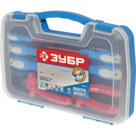 Набор ЗУБР &quot;ПРОФЕССИОНАЛ&quot;: Губцевый инструмент, диэлектрический, высоковольтный до ~1000В, 7предм 2214-H7_z01 купить в Перми