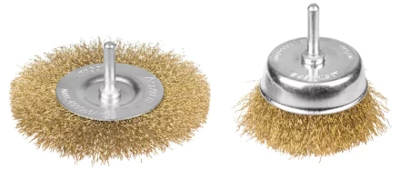 STAYER &quot;PROFESSIONAL&quot;. Набор щеток-крацовок для дрели, витая стальная латунированная проволока 0,3мм, дисковая 100мм, чашечная 75мм, 2шт 35150-H2_z01 купить в Перми