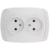Розетка СВЕТОЗАР &quot;CITY LIGHT&quot; двойная в сборе, без заземления, цвет белый, 16А/~250В SV-54202-W купить в Перми