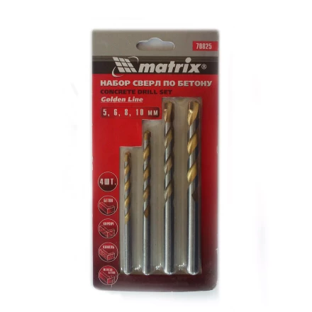 Набор сверл по бетону Golden Line 5-6-8-10мм MATRIX 70825 купить в Перми