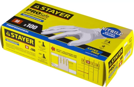 Перчатки STAYER &quot;PROFI&quot; нитриловые экстратонкие, M, 100шт 11203-M купить в Перми