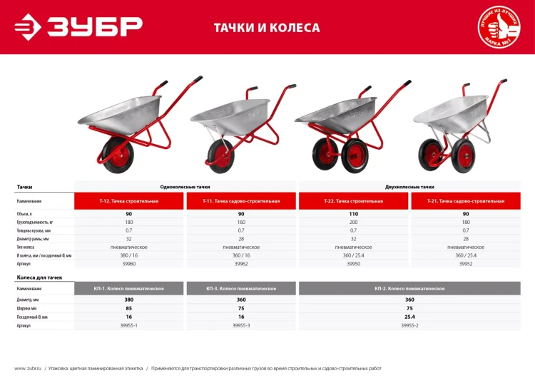 Колесо пневматическое для тачки 39962 360 мм серия Без серии купить в Перми
