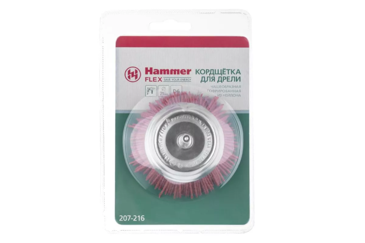 Кордщетка HAMMER чаша 75мм для дрели нейлон (207-216) купить в Перми