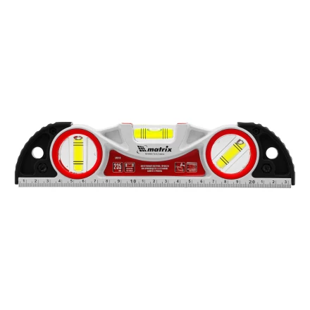 Уровень алюминиевый литой, фрезерованный, 3 глазка, две ударные площадки, 235 мм// Matrix 34910 купить в Перми