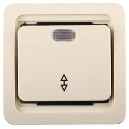 Выключатель СВЕТОЗАР &quot;ГАММА&quot; проходной одноклавишный, с подсветкой, цвет бежевый, 10А/~250В SV-54138-B купить в Перми