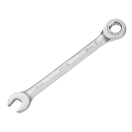 Ключ комбинированный трещоточный, 13 мм, CrV, матовый хром// Denzel 14707 купить в Перми