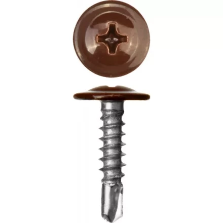 Саморезы ЗУБР с прессшайбой и сверлом по листовому металлу до 2мм, окрашенные в RAL-8017, PH2, 4,2х16мм, 500шт 300211-42-016-8017 купить в Перми