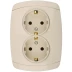 Розетка СВЕТОЗАР &quot;CITY LIGHT&quot; двойная в сборе, с заземлением, цвет бежевый, 16А/~250В SV-54207-B купить в Перми