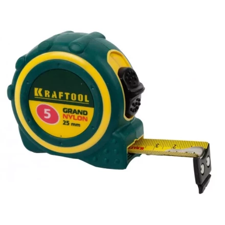 Рулетка KRAFTOOL &quot;GRAND&quot;, двухкомпонентный корпус, двусторонняя шкала, нейлоновое покрытие, 5мх25мм 3412-05_z01 купить в Перми