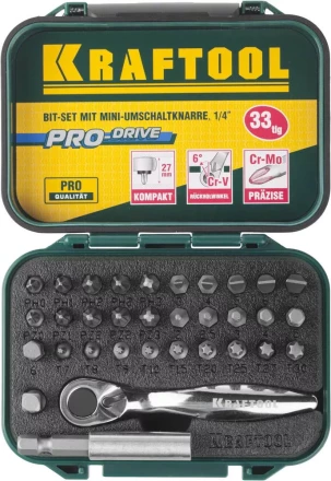 PRO. Наборы в боксе: БИТЫ KRAFTOOL PRO-Drive 26157-H33 купить в Перми