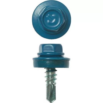 Саморезы ЗУБР окраш., RAL 5009 небесно-голуб., для крепл. кров. матер. к металл. констр., 5.5x19мм, 500шт 4-300315-55-019-5009 купить в Перми