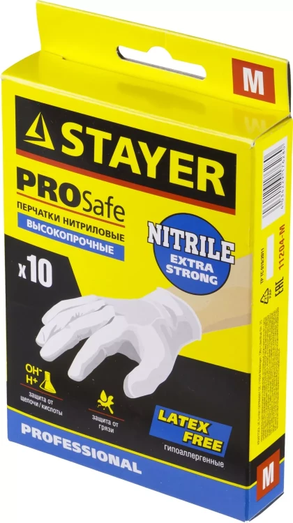Перчатки STAYER "PROFI" нитриловые экстратонкие, M, 10шт 11204-M купить в Перми