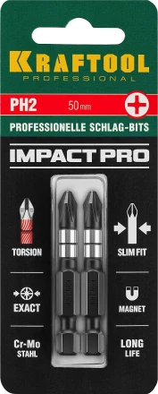 Биты для ударных шуруповертов KRAFTOOL Impact Pro PH 26191-2-50-S2 купить в Перми