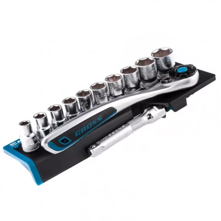 Набор торцевых головок трещотка 120 зубьев 12 предметов 1/2&quot; CrV Gross 14138 купить в Перми