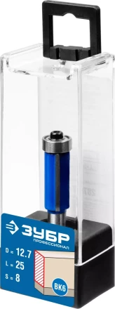 ЗУБР 12.7 x 25 мм, хвостовик 8 мм, фреза кромочная с нижним подшипником, Профессионал (28727-12.7-25) купить в Перми