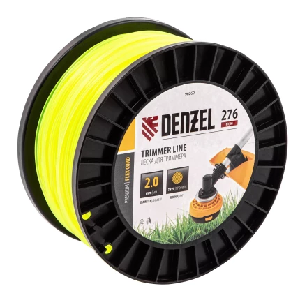 Леска для триммера круглая, 2,0мм х 276м, на DIN катушке FLEX CORD,  Denzel 96269 купить в Перми
